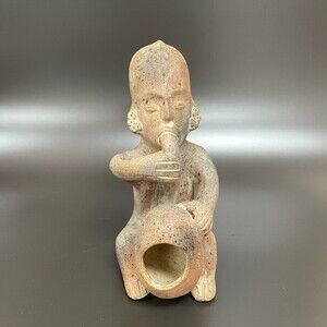 Mexican Mayan Aztec Folk Art Clay Figure Terracotta Pottery 10.5" high